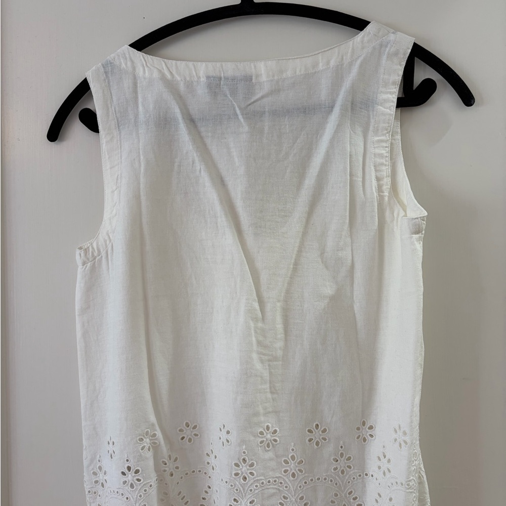 NWT Gap Women's Linen-Blend Eyelet Hem Tank Top in White, Size Xsmall - Picture 4 of 4